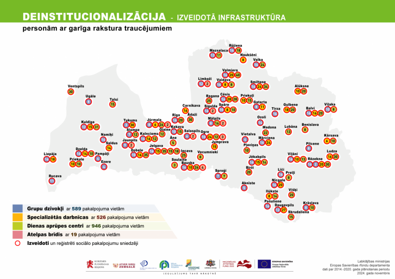 Deinstitucionalizācijas infrastruktūras progresa karte cilvēkiem ar garīga rakstura traucējumiem